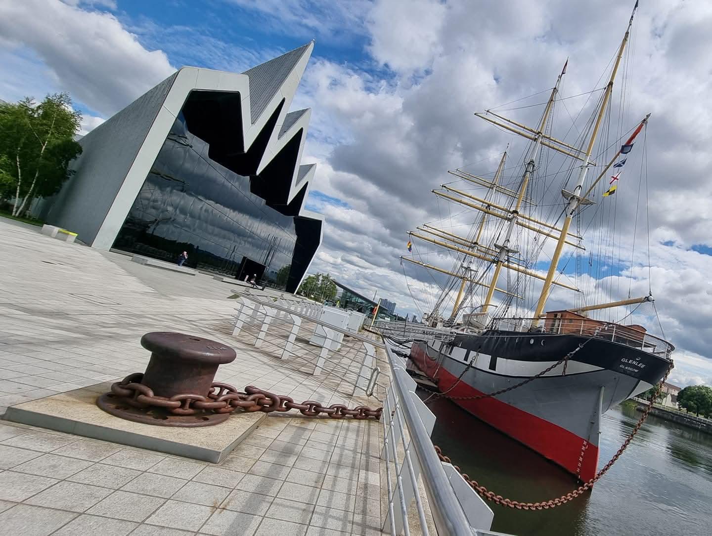 The Riverside Museum and the Tall Ship on the River Clyde in Glasgow